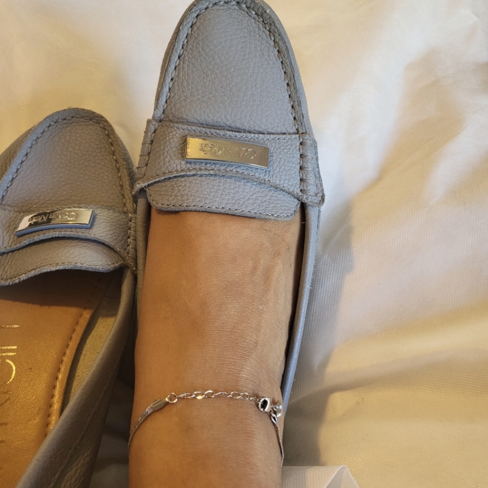 Baby blue loafers